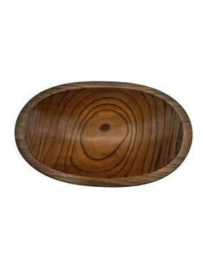 Vintage 7.5 In Oval Wood Bowl Primitive Rustic Boho Cottage Decor Cabin Retro